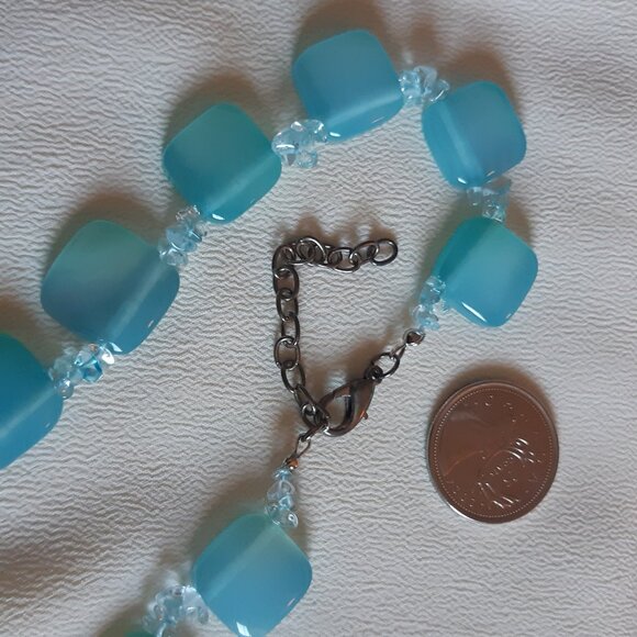 Vintage Brazilian Blue Chalcedony Necklace and Earrings Set - Picture 11 of 16